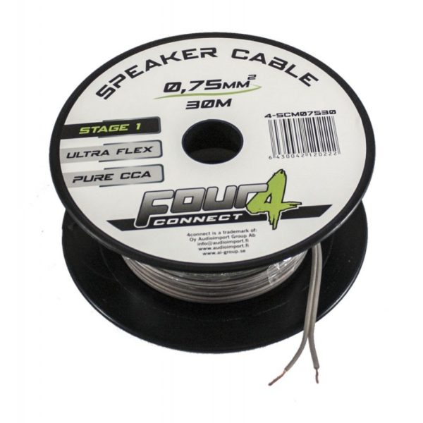 FOUR Connect 4-SCM07530 | 30 metrin rulla CCA kaiutinkaapelia 0.75mm²