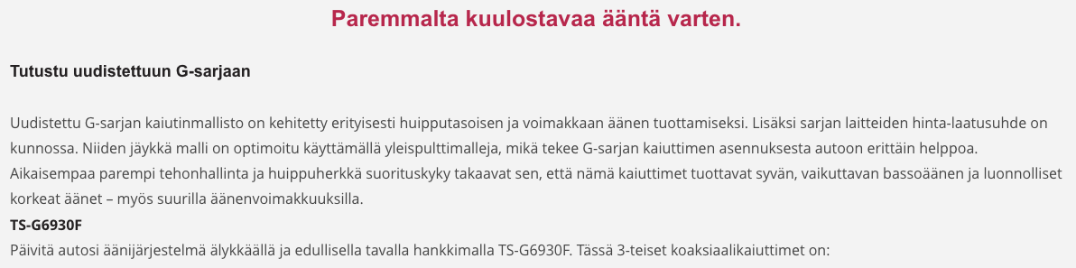 pioneer ts-g6930f oudot tuotetiedot
