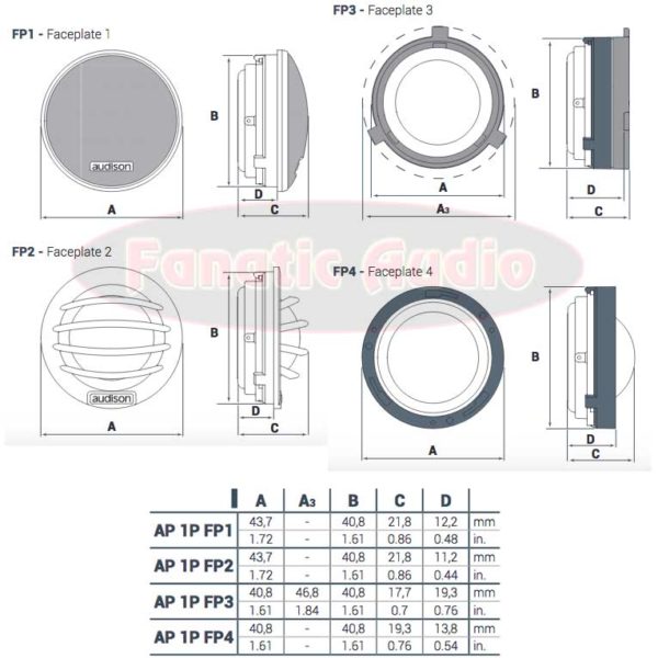 Audison Ap 1P diskantin mitat