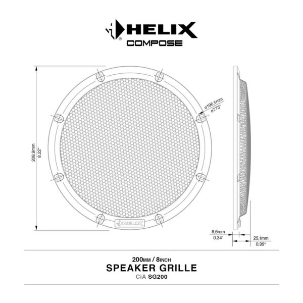 Helix CiA SG200 | 8" kaiutinritilät - Image 2