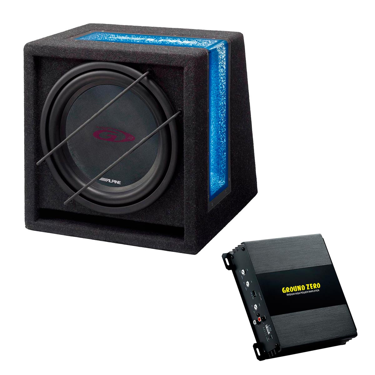 Alpine & Ground Zero 12 paketti | 12" subwoofer refleksikotelossa ja vahvistin